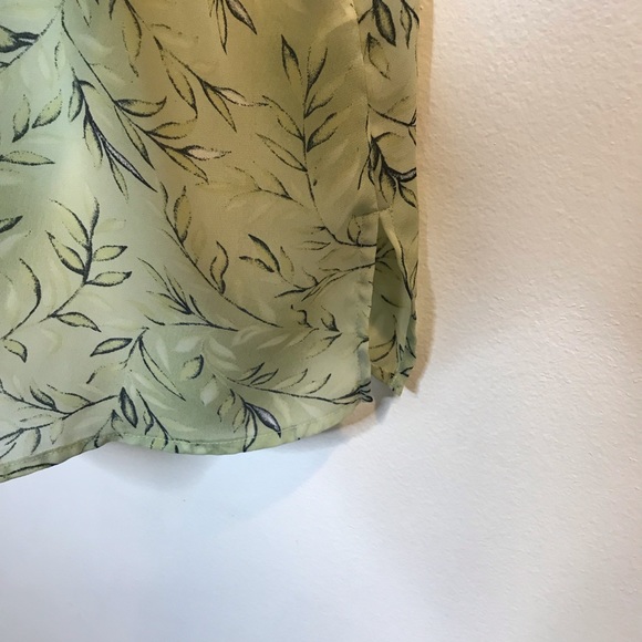 Vintage Casual Corner Annex Green Leaf Blouse Long Sleeve Silky XL Extra Large - Picture 4 of 10